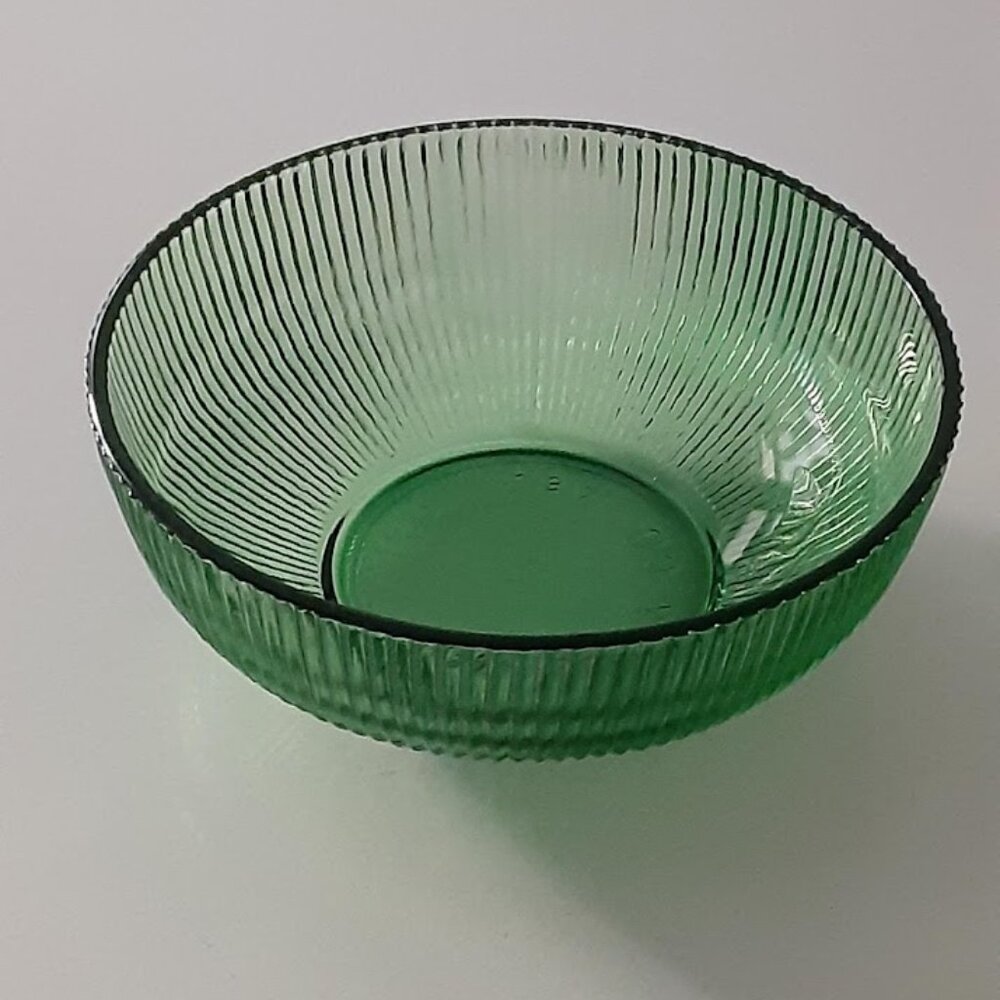 E.O. Brody Co. Cleveland USA Ridged Green Glass Bowl